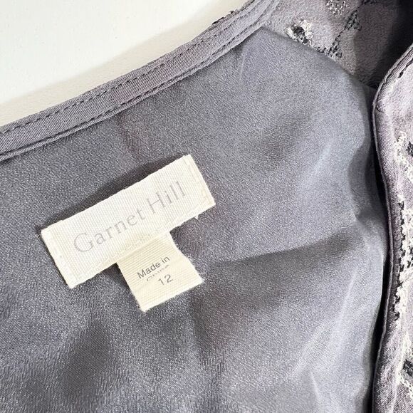 Garnet Hill Dress Womens 12 3/4 Sleeve Crochet Grey Pockets Flowy Comfort - Picture 2 of 12